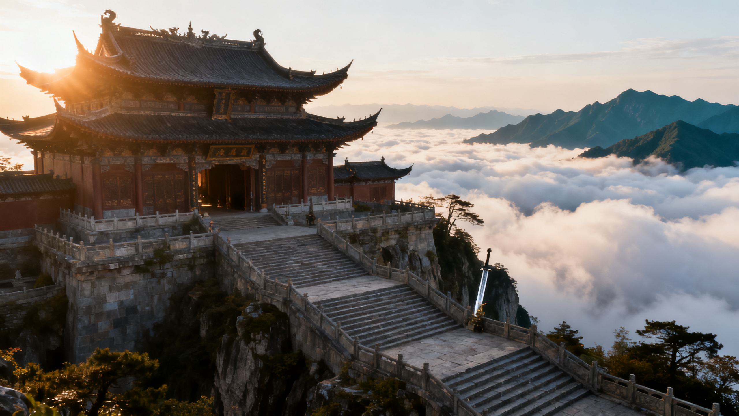 天龙八部私服发布网·峨眉门派配装攻略:宝石孔位与资源花钱顺序配图:云海之上的门派山门大殿